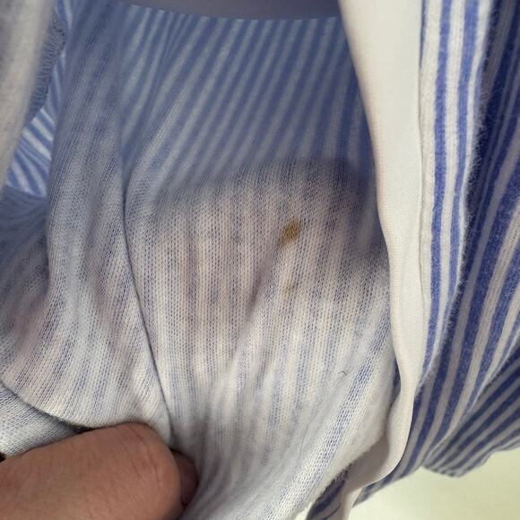 Lauren Ralph Lauren Womens Monogram Robe L Blue White Striped Preppy Old Money - Picture 10 of 10